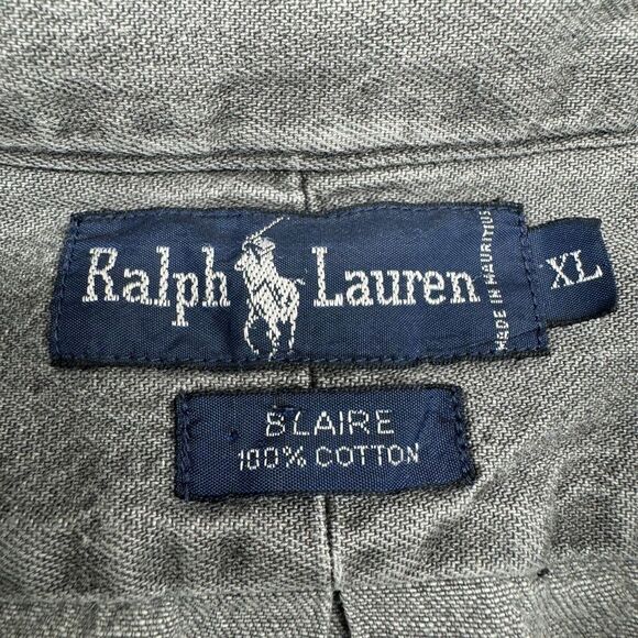 Ralph Lauren Blaire Shirt Mens XL Gray Heavyweight Long Sleeve Button Down Pony - Picture 3 of 7